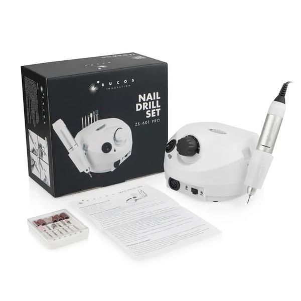 Фрезер для маникюра BUCOS Nail Drill ZS-601 PRO WHITE на 45 Вт. и 35 000 об. (+6 фрез в подарок) N4452056 фото