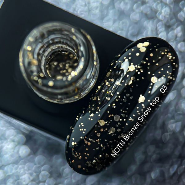 Уцінка! NAILSOFTHENIGHT Silver Bronze Snow top 03 &mdash; топ для нігтів з бронзовими шестиграниками, без липкого шару, 10 мл 114828332 фото