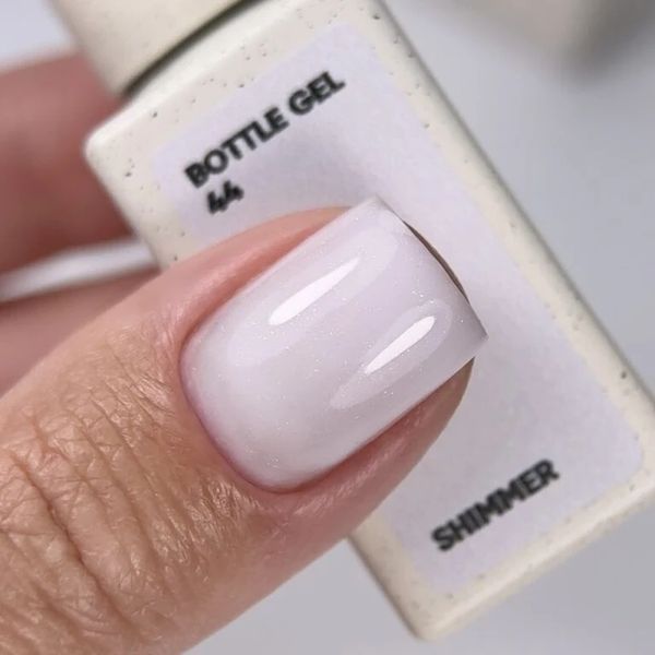 Гель для нігтів NAILSOFTHEDAY Bottle gel 44 shimmer &ndash; білий зі сріблястим шиммером надміцний гель для укріплення нігтів, 10 мл 040526 фото