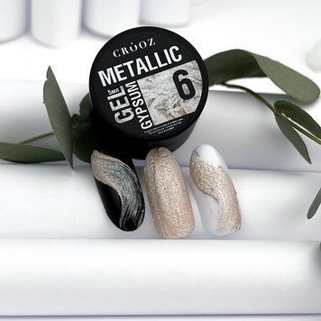 Гель для дизайна ногтей Crooz Metallic gypsum gel №6, 5 мл 4081 фото