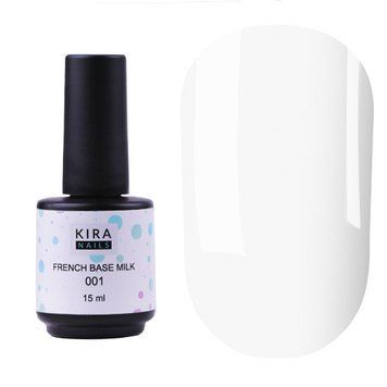 База для ногтей Kira Nails French Base Milk 001 (молочная), 15 мл N02898 фото