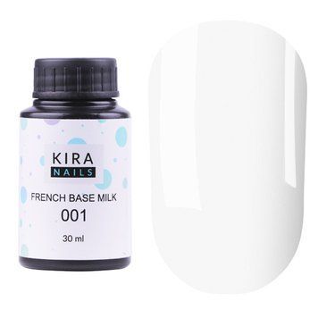 База для ногтей Kira Nails French Base Milk 001 (молочная), 30 мл N02899 фото