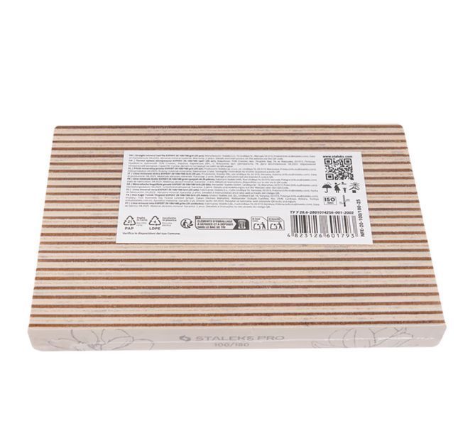 Пилка для ногтей минеральная STALEKS EXPERT 20-100/180 грит (прямая) 25 шт NFE-20-100/180-25 фото