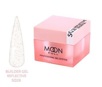 Гель для нарощування нігтів Moon Full Reflective Builder Gel з шимером світловідбиваючий №SQ28, 30 мл SQ28 фото