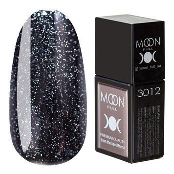 Кольорова база MOON FULL Amazing Color Base №3012 чорно-синій з шиммером та блискітками, 12 мл. 7654356 фото
