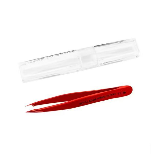 Пинцет для бровей STALEKS PRO EXPERT 11 TYPE 5 Red TE-11/5r фото