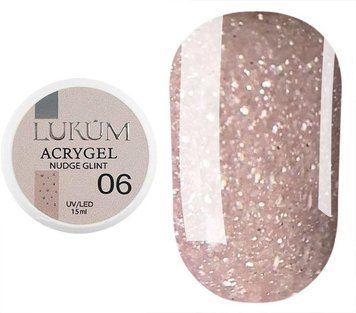 Акригель Lukum AcryGel Nudge №06 (молочно-бежевый с шиммером), 15 мл N09456 фото