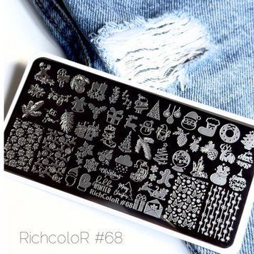 Пластина для стемпинга RR-68 на пластиковой основе (Новый Год) RR068 фото