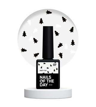 NAILSOFTHEDAY Party top 07 &ndash; финишное покрытие для ногтей с черно-белыми елками, без липкого слоя, 10мл 28097 фото