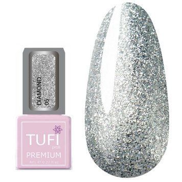 Гель-лак TUFI profi PREMIUM Diamond 05 серебряная парча 8мл 0103036 фото