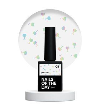 NAILSOFTHEDAY Party top 08 &ndash; финишное покрытие для ногтей с голографическими бокалами, без липкого слоя, 10 мл 28098 фото
