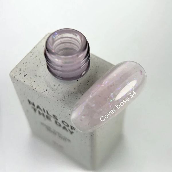 База для нігтів Nailsoftheday Cover basе 34 potal &mdash; ніжно-рожеве з голографічною поталлю базове покриття для нігтів, 10 мл 568306825 фото