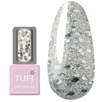 Гель-лак TUFI profi PREMIUM Diamond 09 серебряный шар 8мл 0103040 фото