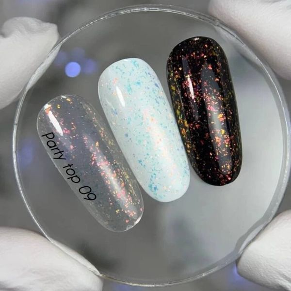 NAILSOFTHEDAY Party top 09 &ndash; финишное покрытие для ногтей с голографической слюдой, без липкого слоя, 10 мл 28099 фото