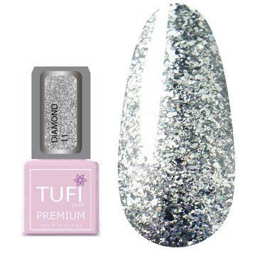 Гель-лак TUFI profi PREMIUM Diamond 11 насыщенное серебро 8мл 0103051 фото