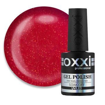Гель-лак Oxxi Professional 150 яркий красный с микроблеском, 10 мл RE150 фото