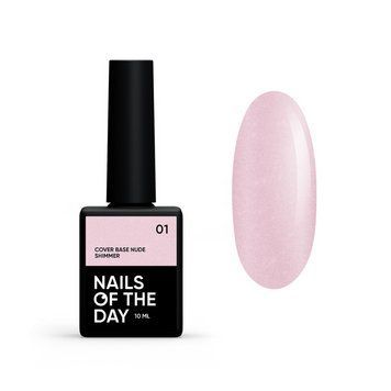 Камуфлирующая база NAILSOFTHEDAY Cover base nude shimmer 01 &ndash; нежно-розовая с золотистым шиммером, 10 мл 17783 фото