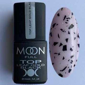 Топ для ногтей MOON FULL Top leaf gold black (без липкого слоя) 8 мл. N04928 фото