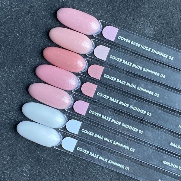 Камуфлююча база NAILSOFTHEDAY Cover base nude shimmer 01 &ndash; ніжно-рожева з золотистим шиммером, 10 мл 17783 фото