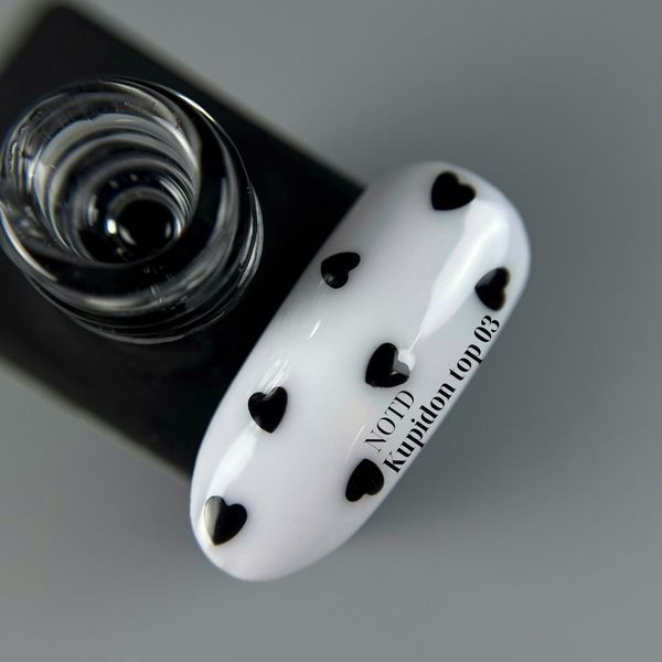 NAILSOFTHEDAY Kupidon top 03 &ndash;топ для ногтей с глубокими черными сердечками, без липкого слоя, 10 мл 141223 фото