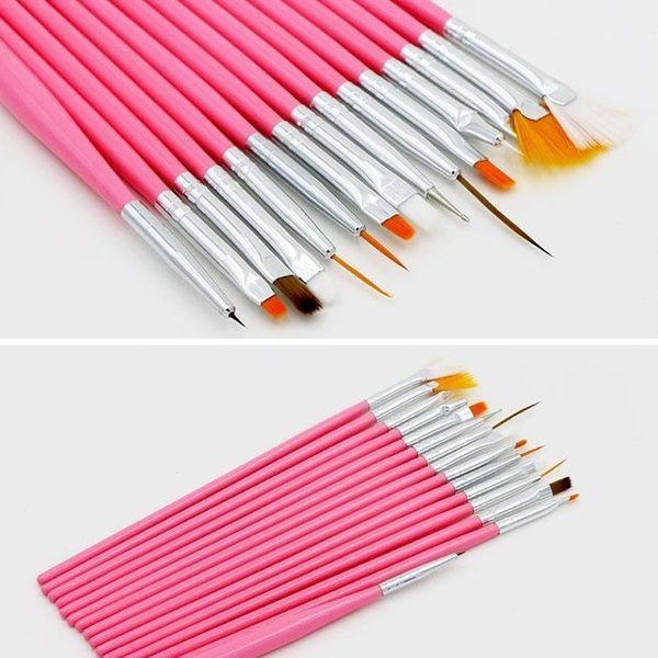 Набор кистей для росписи ногтей, 15шт (розовые) N01876 фото