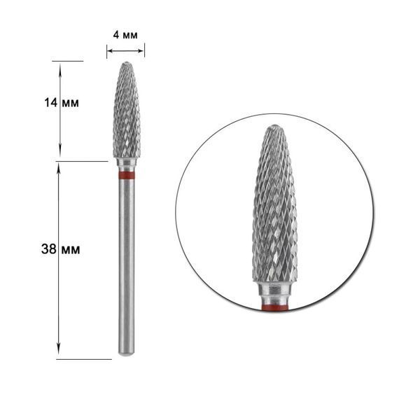 Твердосплавная фреза Кукуруза с красной насечкой Staleks Pro EXPERT 4 х 14 мм FT90R040/14 фото