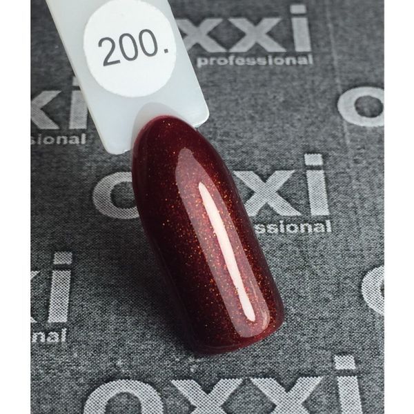 Гель-лак Oxxi Professional 200 бордовый с микроблеском, 10 мл RE200 фото