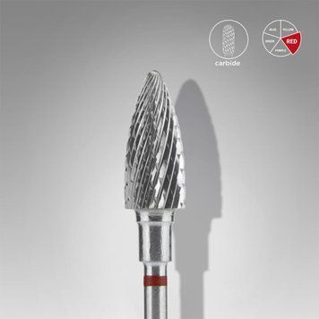 Твердосплавная фреза Шишка (снятие) с красной насечкой Staleks Pro EXPERT 6 х 14 мм FT110R060/14 фото