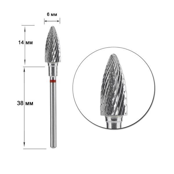 Твердосплавная фреза Шишка (снятие) с красной насечкой Staleks Pro EXPERT 6 х 14 мм FT110R060/14 фото