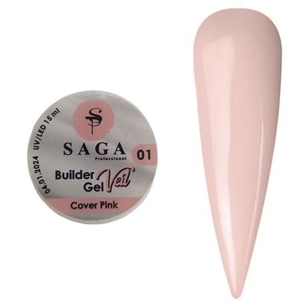 Гель для наращивания SAGA Builder Gel Veil, Cover Pink №1 N01936 фото