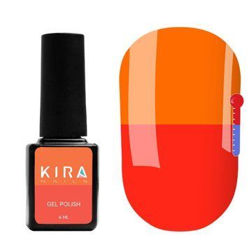 Гель-лак Kira Nails Termo T10 (красно-коралловый, при нагревании яркий оранжевый), 6 мл N01672 фото