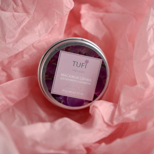 Массажная спа свеча для рук TUFI profi PREMIUM c шиммером Атлантис 30 г 0097227 фото