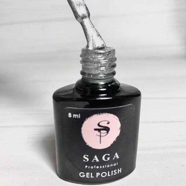 Гель-лак Saga Cat Shine 24D "кошачий глаз" серебро, 8 мл N00818 фото