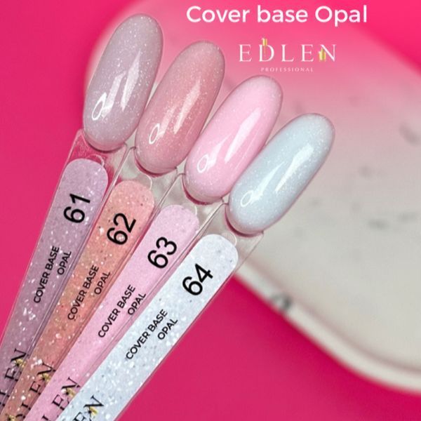 База для нігтів Edlen Cover base Opal 61 (пудрово-сірий зі срібним шиммером), 9 мл 26101 фото