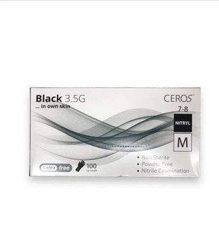 Нітрилові рукавички чорного кольору Ceros Black 3.5 г, M , 50 пар/уп 13585 фото