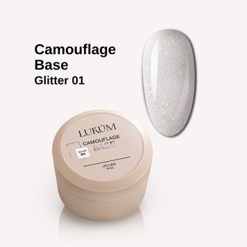 Камуфлирующая база Lukum Glitter Rubber Base №01, 30 мл 01975 фото