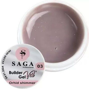 Гель для нарощування SAGA Builder Gel Veil, Orchid Shimmer №3 N01938 фото