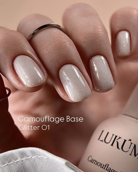 Камуфлююча база Lukum Glitter Rubber Base №01, 30 мл 01975 фото
