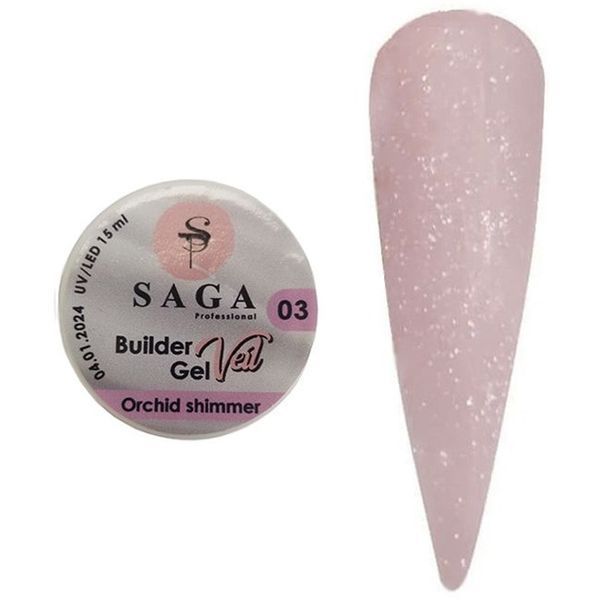 Гель для наращивания SAGA Builder Gel Veil, Orchid Shimmer №3 N01938 фото