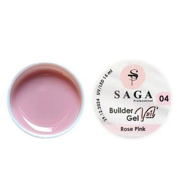 Гель для наращивания SAGA Builder Gel Veil, Rose Pink №4 N01939 фото