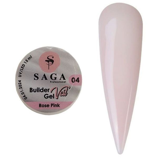 Гель для нарощування SAGA Builder Gel Veil, Rose Pink №4 N01939 фото