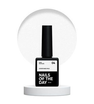 База для ногтей Nailsoftheday Cover base NEW Formula milk04 - молочное с серебряным блеском, 10мл 54764 фото