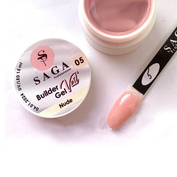 Гель для нарощування SAGA Builder Gel Veil, Nude №5 N01941 фото