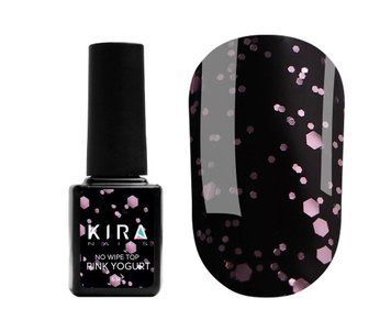 Kira Nails No Wipe Top Pink Yogurt &ndash; топ без липкого слоя с розовой крошкой, 6 мл G0236 фото