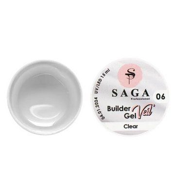 Гель для нарощування SAGA Builder Gel Veil, Clear №6 (прозорий) N01942 фото