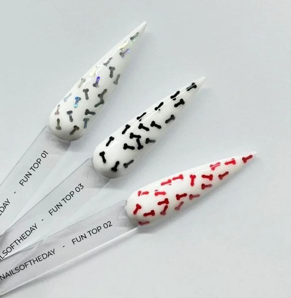 NAILSOFTHEDAY FUN! top 02 &mdash; фінішне покриття для нігтів з червоним арт-декором , без липкого шару, 10 мл 482106141 фото
