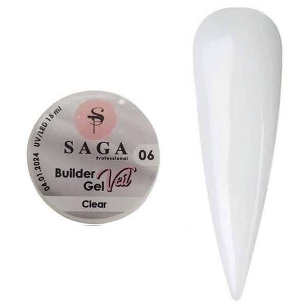 Гель для наращивания SAGA Builder Gel Veil, Clear №6 (прозрачный) N01942 фото