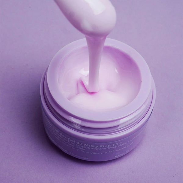 UV гель для наращивания TUFI profi PREMIUM Builder Gel 02 Milky Pink 15 г 226509 фото