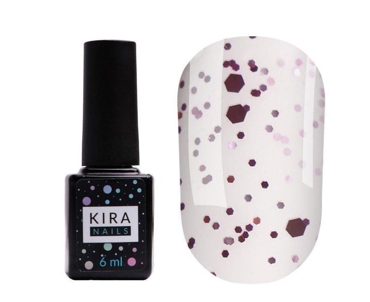 Kira Nails No Wipe Top Pink Yogurt - топ без липкого шару з рожевою крихтою, 6 мл G0236 фото
