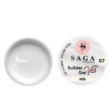 Гель для наращивания SAGA Builder Gel Veil, Milk №7 (молочно-белый) N01943 фото